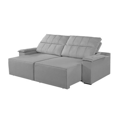 Sofá 5 Lugares Retrátil E Reclinável Martins M-182 Veludo Cinza