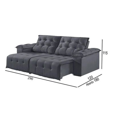 Sofá 5 Lugares Retrátil E Reclinável Martins M-170 Veludo Grafite