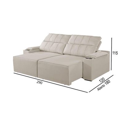 Sofá 5 Lugares Retrátil E Reclinável M-182 Martins Creme