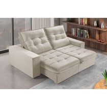 Sofá 3 Lugares Retrátil E Reclinável Martins M-166 Veludo Creme