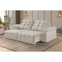 Sofá 4 Lugares Retrátil E Reclinável Martins M-170 Veludo Creme