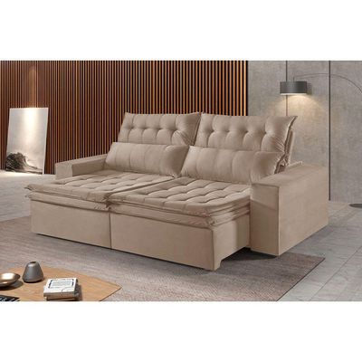 Sofá 5 Lugares Retrátil E Reclinável Martins M-118 Veludo Bege