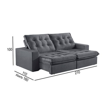Sofá 2 Lugares Retrátil E Reclinável Martins M-165 Veludo Grafite