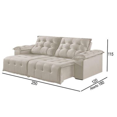 Sofá 4 Lugares Retrátil E Reclinável Martins M-170 Veludo Creme