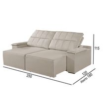 Sofá 4 Lugares Retrátil E Reclinável Martins M-182 Veludo Creme