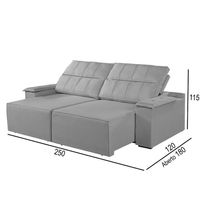Sofá 4 Lugares Retrátil E Reclinável Martins M-182 Veludo Cinza