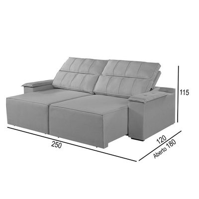 Sofá 4 Lugares Retrátil E Reclinável Martins M-182 Veludo Cinza