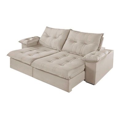 Sofá 2 Lugares Retrátil E Reclinável Martins M-183 Veludo Creme