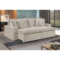 Sofá 2 Lugares Retrátil Encosto Fixo M-145 Veludo Martins Creme