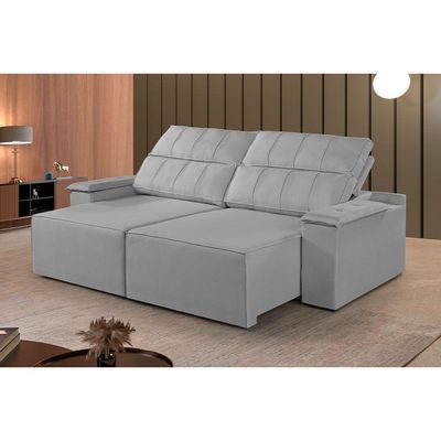 Sofá 2 Lugares Retrátil E Reclinável Martins M-182 Veludo Cinza