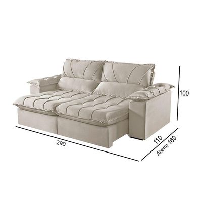 Sofá 5 Lugares Retrátil E Reclinável Martins M-178 Veludo Creme