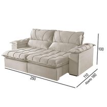 Sofá 4 Lugares Retrátil E Reclinável Martins M-178 Veludo Creme