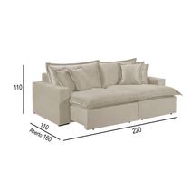 Sofá 3 Lugares Retrátil Com Encosto Fixo Linho M-145 Martins Creme