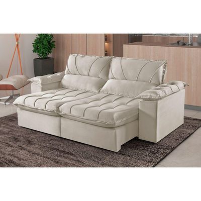 Sofá 5 Lugares Retrátil E Reclinável Martins M-178 Veludo Creme