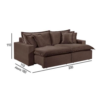 Sofá 2 Lugares Retrátil Encosto Fixo M-145 Veludo Martins Marrom