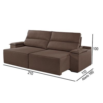 Sofá 2 Lugares Retrátil E Reclinável Martins M-180 Veludo Marrom