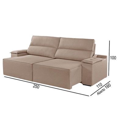 Sofá 4 Lugares Retrátil E Reclinável Martins M-180 Veludo Bege