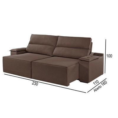 Sofá 3 Lugares Retrátil E Reclinável Martins M-180 Veludo Marrom