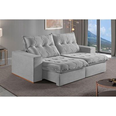 Sofá 5 Lugares Retrátil E Reclinável Martins M-177 Veludo Cinza