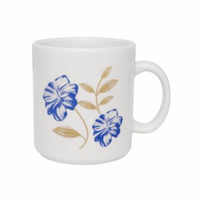 Kit 10 Canecas Azul Perfeito Oxford Cerâmica Estampada 270ml