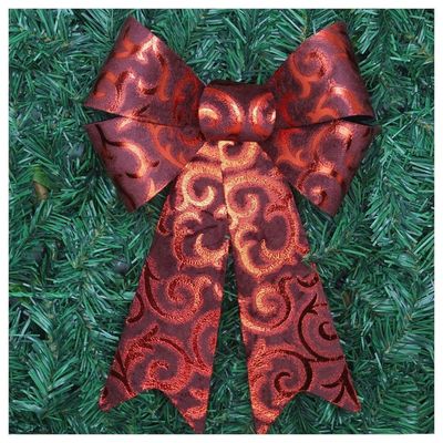 Enfeite árvore Natal Laço Vermelho Camurça 31 Cm