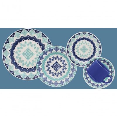 Kit 12 Pratos De Sobremesa Donna Lola Oxford Cerâmica 19 Cm