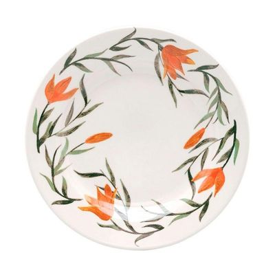 Kit 6 Pratos De Sobremesa Biona Lírios Oxford Cerâmica 18cm