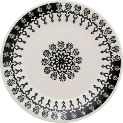 Kit 12 Pratos Sobremesa Donna Folk Oxford Cerâmica 19cm