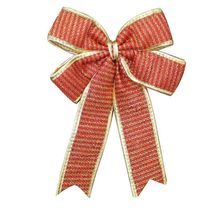 Enfeite árvore Natal Laço Vermelho E Dourado 30 Cm