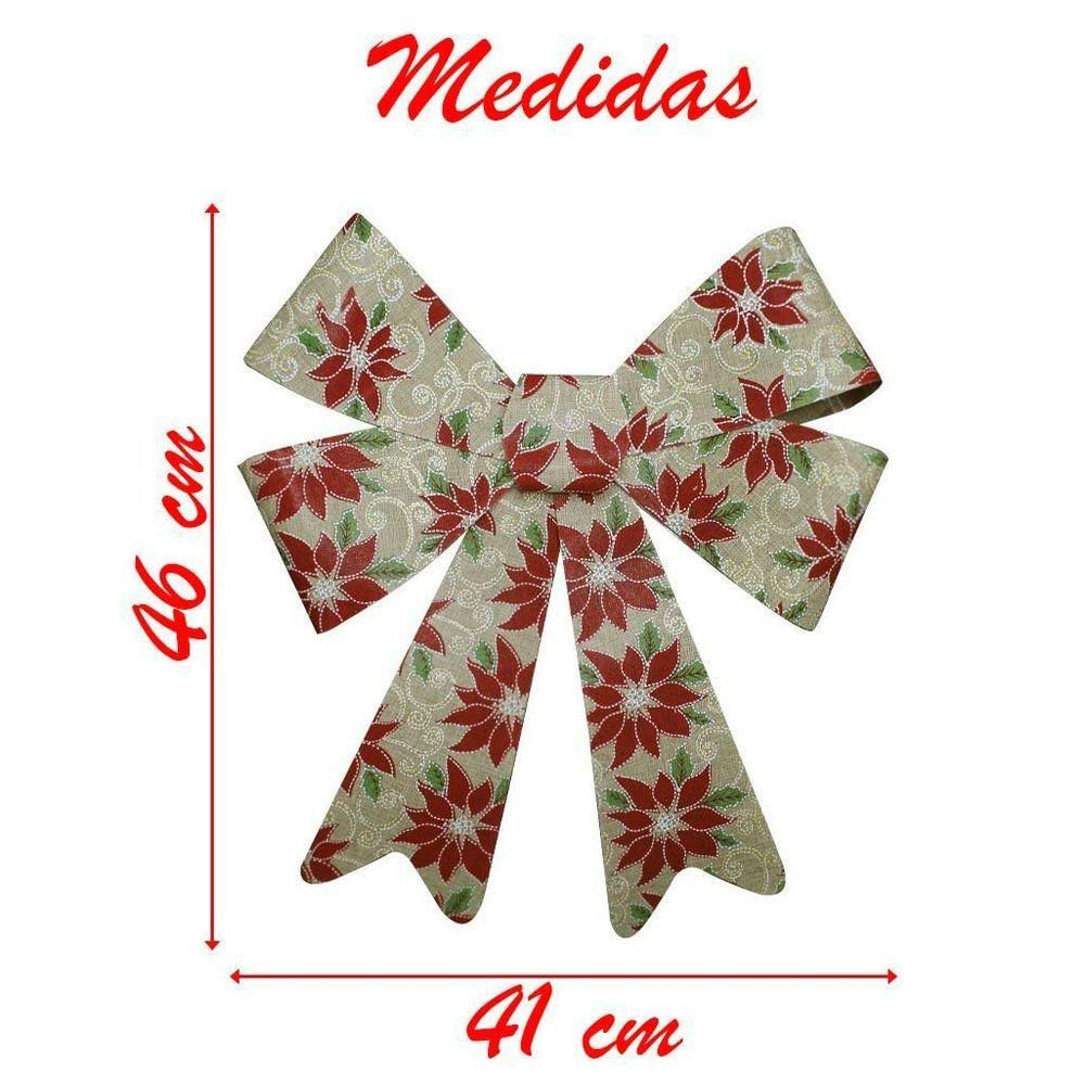 Enfeite árvore Natal Laço Decorado Com Flores 46 Cm
