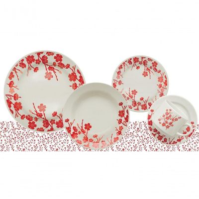 Kit 2 Pratos Rasos Donna Jardim Oriental Oxford Cerâmica 24cm