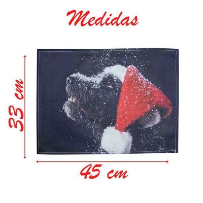 Jogo Americano Estampa Natal Cachorro Natalino 2 Peças