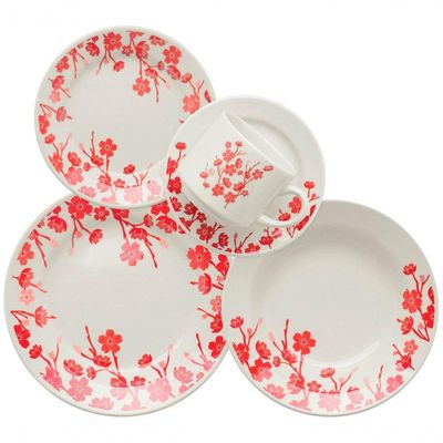 Kit 2 Pratos De Sobremesa Donna Jardim Oriental Oxford Cerâmica 19cm
