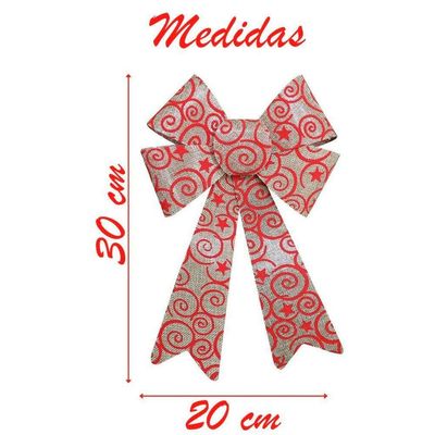 Enfeite árvore Natal Laço Arabesco Com Veludo 30 Cm