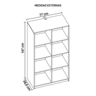 Estante Livreiro Multiuso 8 Nichos Branco Side Caemmun