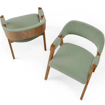 Kit 02 Cadeiras Para Sala De Jantar E Estar Living Estofada Suran L02 Bouclê Oliva - Lyam