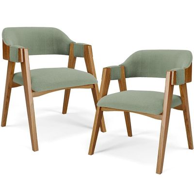 Kit 02 Cadeiras Para Sala De Jantar E Estar Living Estofada Suran L02 Bouclê Oliva - Lyam