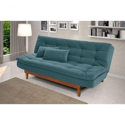 Sofá Cama Dubai Suede Espuma Especial D33 Cor:azul Turquesa 362