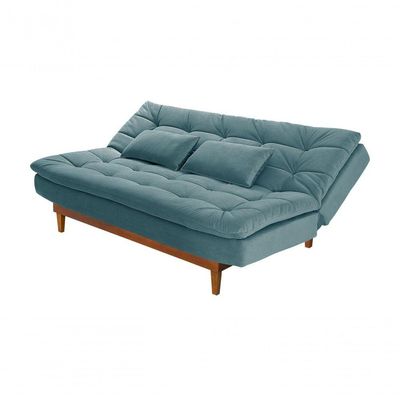 Sofá Cama Dubai Suede Espuma Especial D33 Cor:azul Turquesa 362