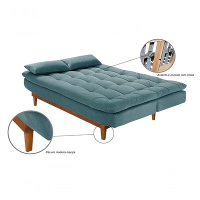 Sofá Cama Dubai Suede Espuma Especial D33 Cor:azul Turquesa 362