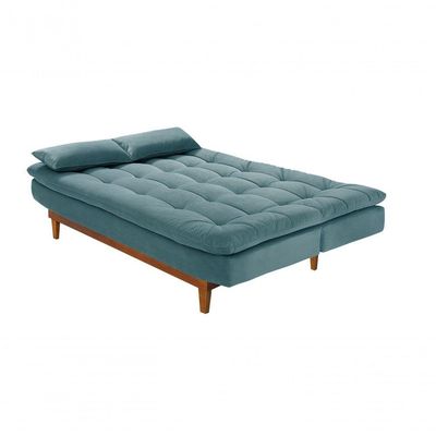 Sofá Cama Dubai Suede Espuma Especial D33 Cor:azul Turquesa 362