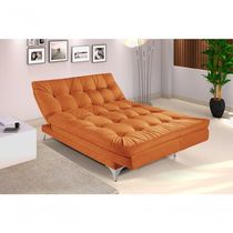 Sofá Cama Versátil 3 Lugares Império Reclinável Casal Pés De Alumínio Suede Terracota 174