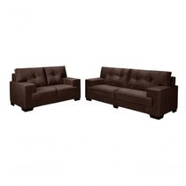 Sofá Julia Conjunto 2 E 3 Lugares Império Estofados Suede Marrom 379
