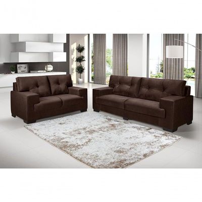 Sofá Julia Conjunto 2 E 3 Lugares Império Estofados Suede Marrom 379