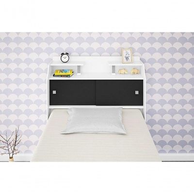 Cabeceira Box Solteiro 0,88cm Elisa Branco Branco preto