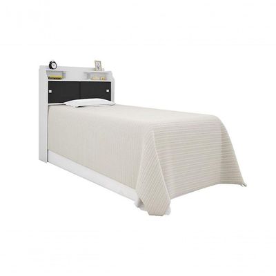 Cabeceira Box Solteiro 0,88cm Elisa Branco Branco preto