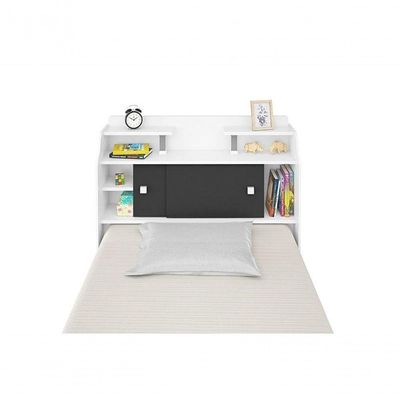 Cabeceira Box Solteiro 0,88cm Elisa Branco Branco preto