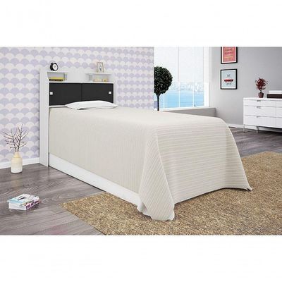 Cabeceira Box Solteiro 0,88cm Elisa Branco Branco preto