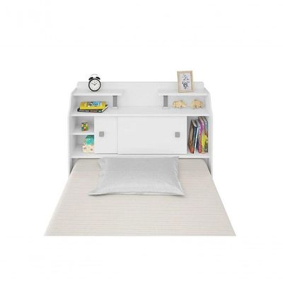 Cabeceira Box Solteiro 0,88cm Elisa Branco Branco preto