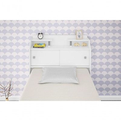 Cabeceira Box Solteiro 0,88cm Elisa Branco Branco preto